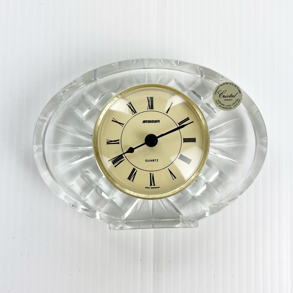 Vintage Staiger Quartz Cristal France 24% Lead Crystal Clock AS IS